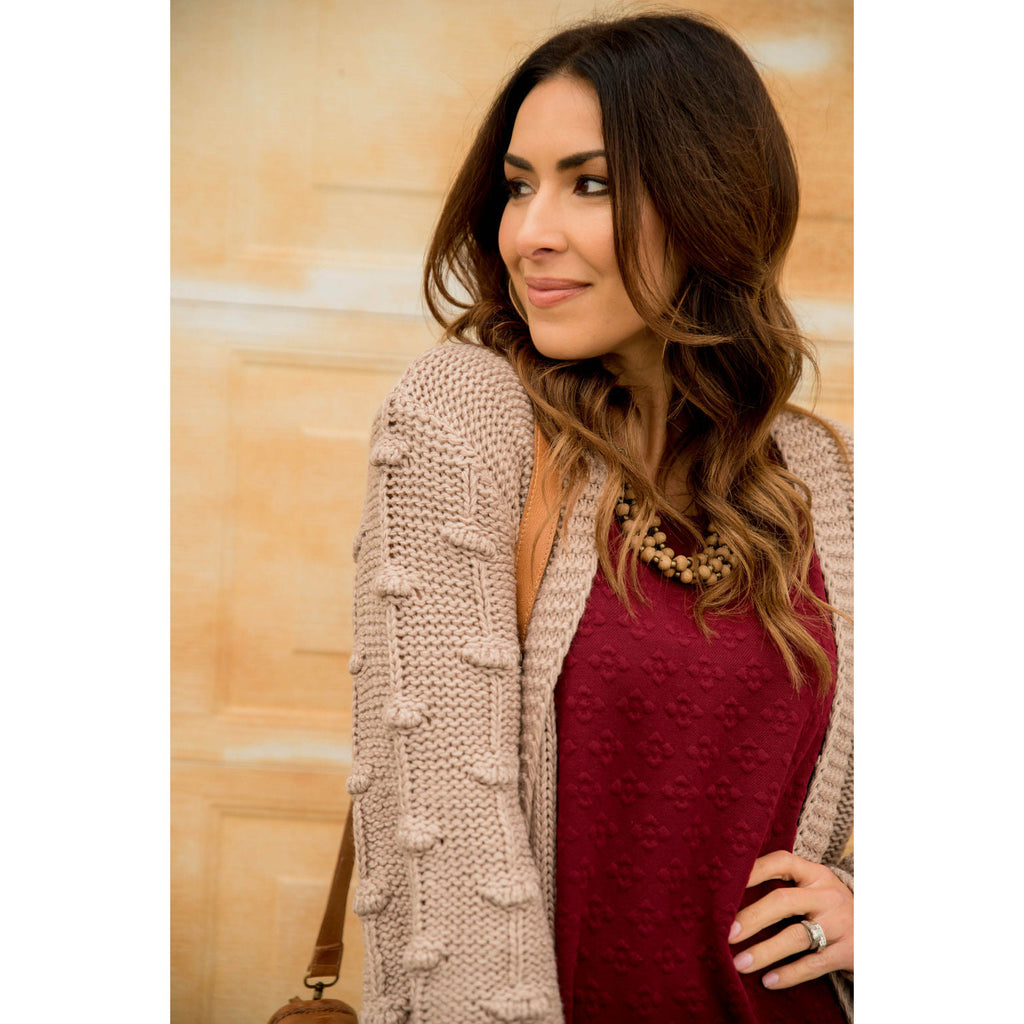 Knitted Detailed Sleeve Cardigan - Betsey's Boutique Shop - Coats & Jackets