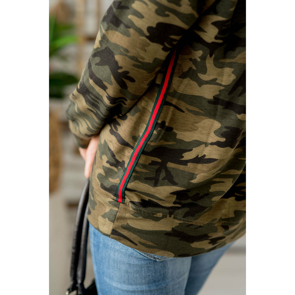 Camo With Colored Stripe Sweatshirt - Betsey's Boutique Shop