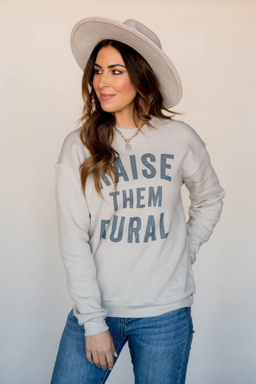 Raise Them Rural Graphic Crewneck - Betsey's Boutique Shop -