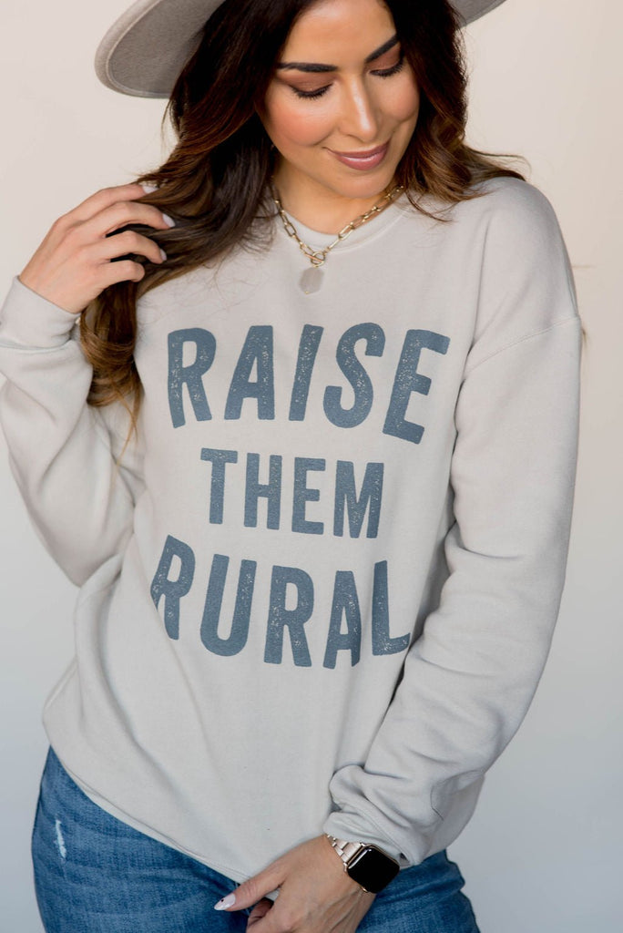 Raise Them Rural Graphic Crewneck - Betsey's Boutique Shop -