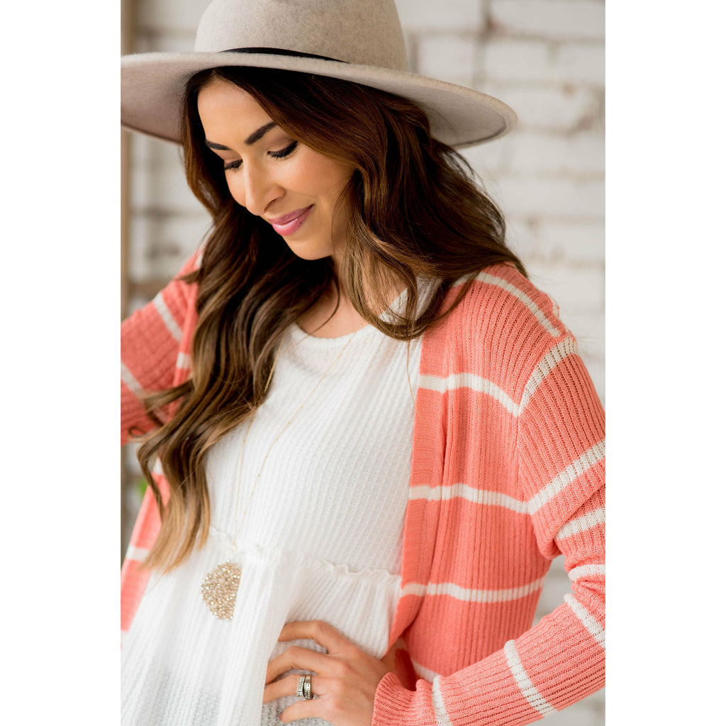 Solid Lightweight Striped Tunic Cardigan - Betsey's Boutique Shop