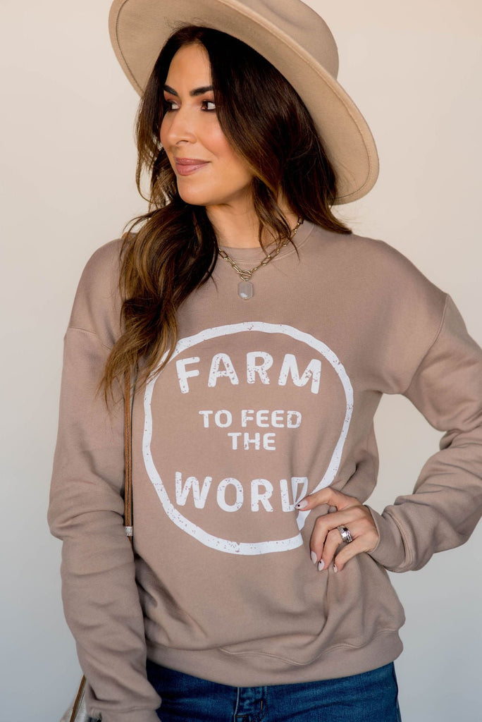 Farm To Feed The World Graphic Crewneck - Betsey's Boutique Shop -