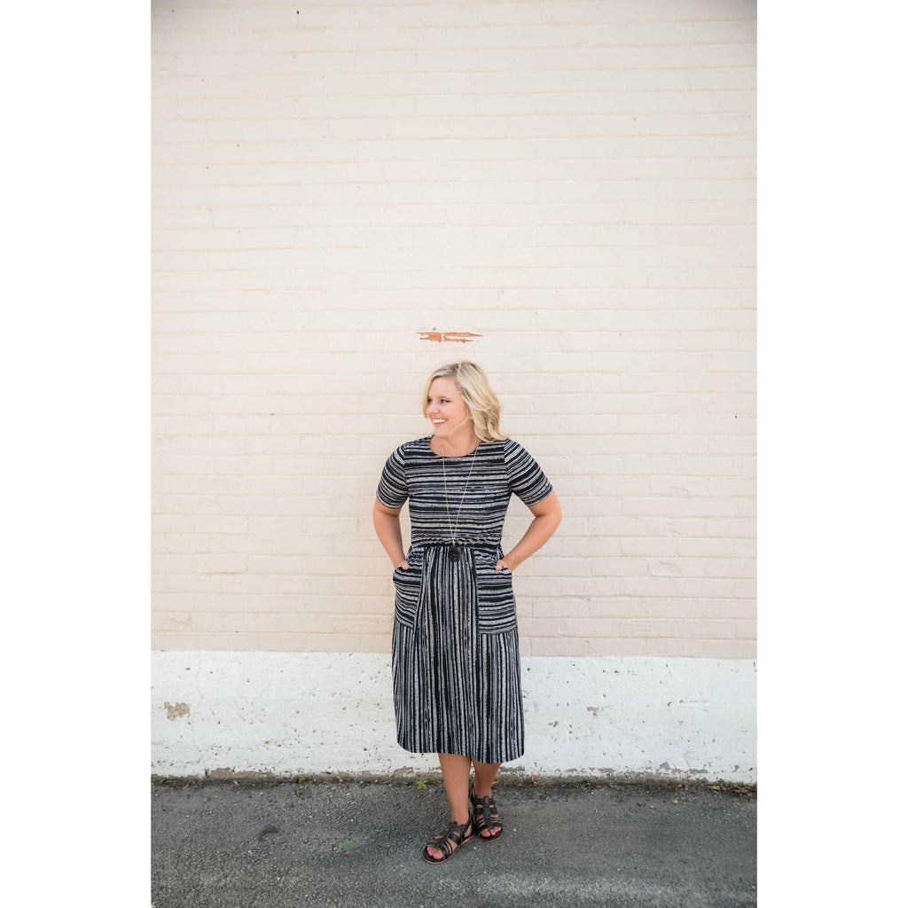 Brushstroked Black Midi Dress - Betsey's Boutique Shop