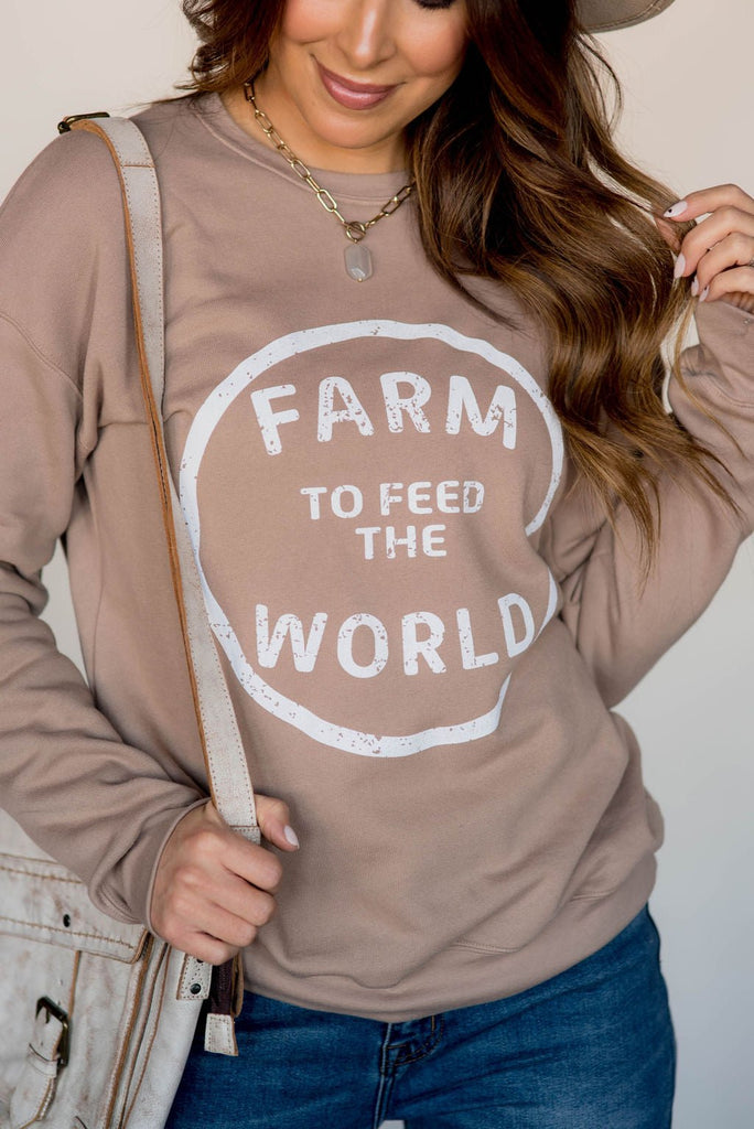 Farm To Feed The World Graphic Crewneck - Betsey's Boutique Shop -