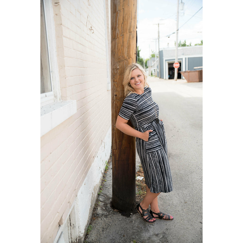 Brushstroked Black Midi Dress - Betsey's Boutique Shop