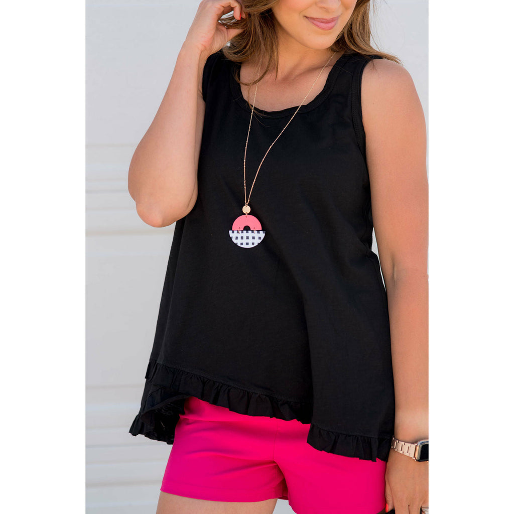 Ruffle Wrap Bottom V Tank - Betsey's Boutique Shop