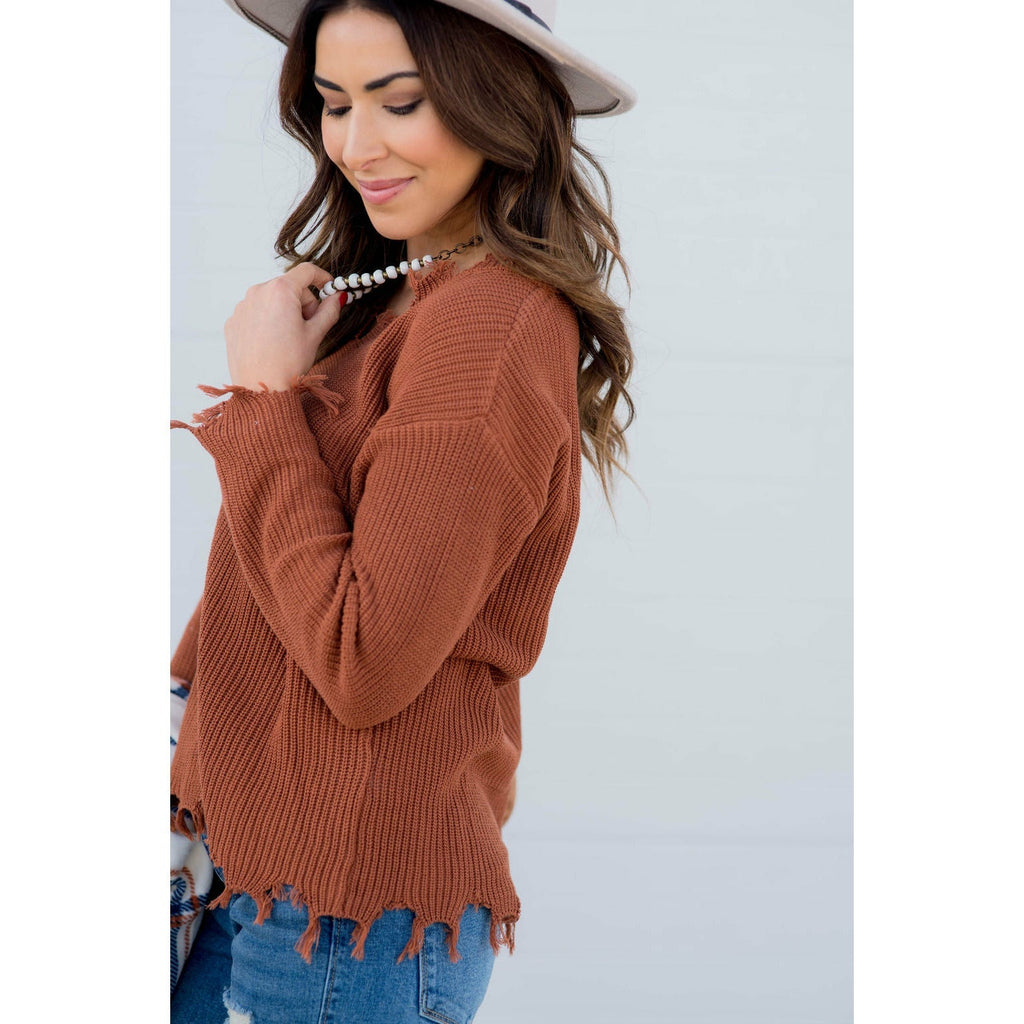 Distressed Sweater - Betsey's Boutique Shop - Outerwear