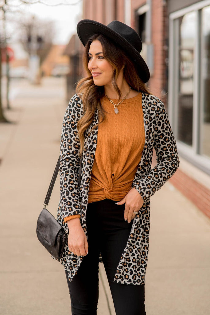 Basic Leopard Tunic Cardigan - Betsey's Boutique Shop