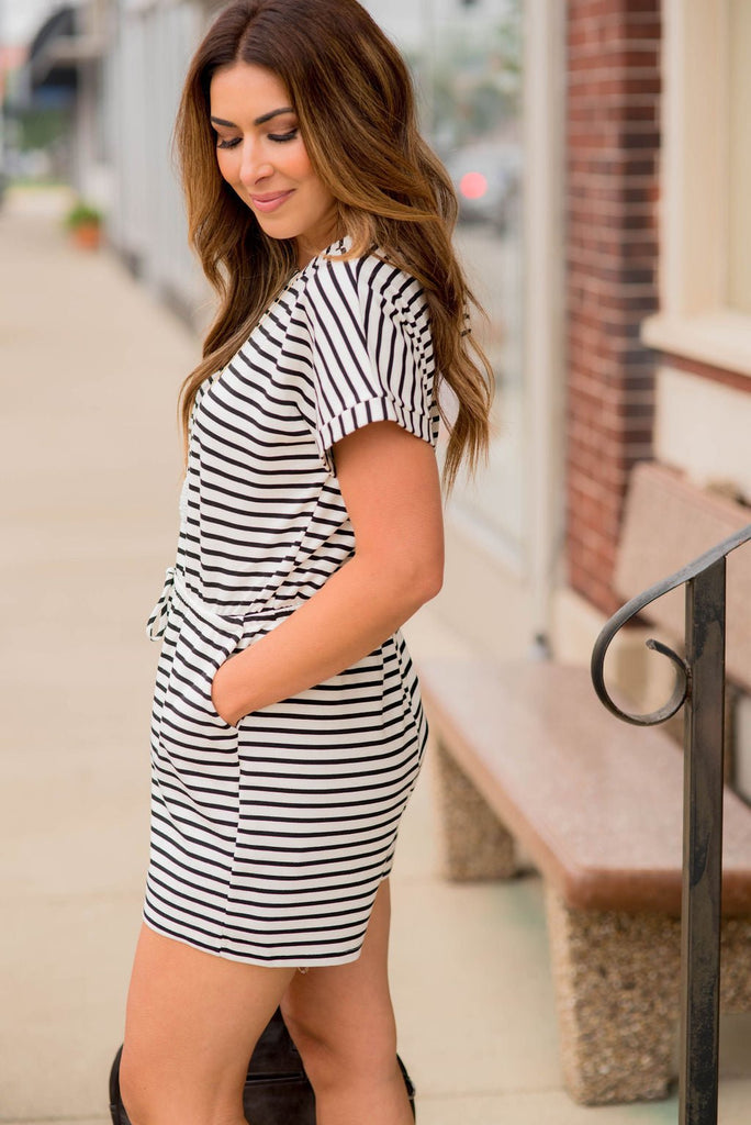 Striped Tie Romper - Betsey's Boutique Shop