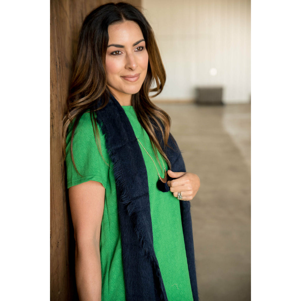 Navy Blanket Scarf - Betsey's Boutique Shop