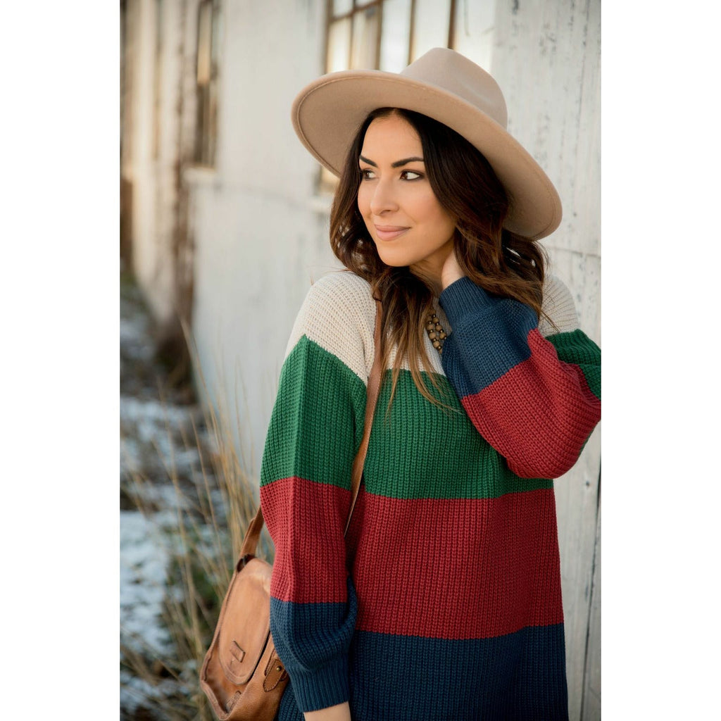 Knit Color Blocked Sweater - Betsey's Boutique Shop - Outerwear