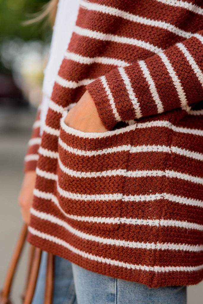 Thin Striped Knit Tunic Cardigan - Betsey's Boutique Shop