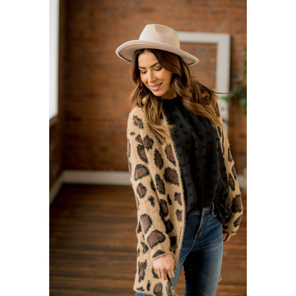 Fuzzy Cheetah Pocket Cardigan - Betsey's Boutique Shop