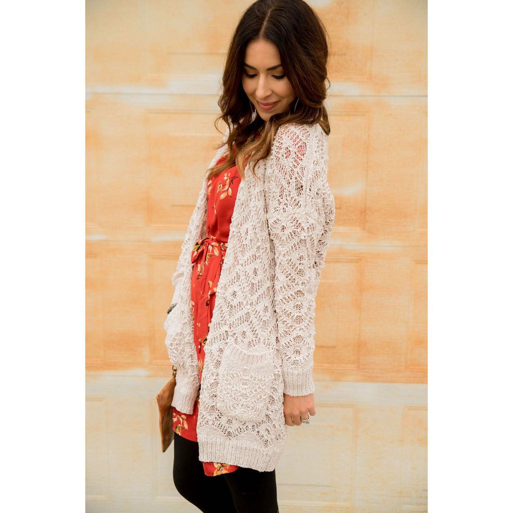 Diamond Knit Tunic Cardigan - Betsey's Boutique Shop - Coats & Jackets