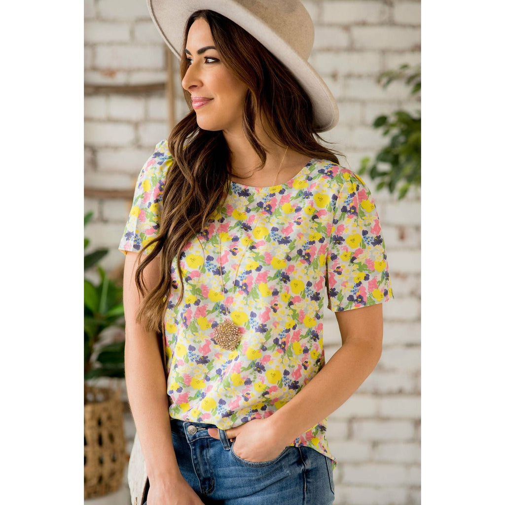 Floral Short Sleeve Tee - Betsey's Boutique Shop