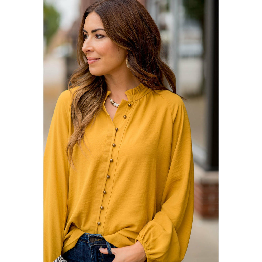 Button Front Blouse - Betsey's Boutique Shop