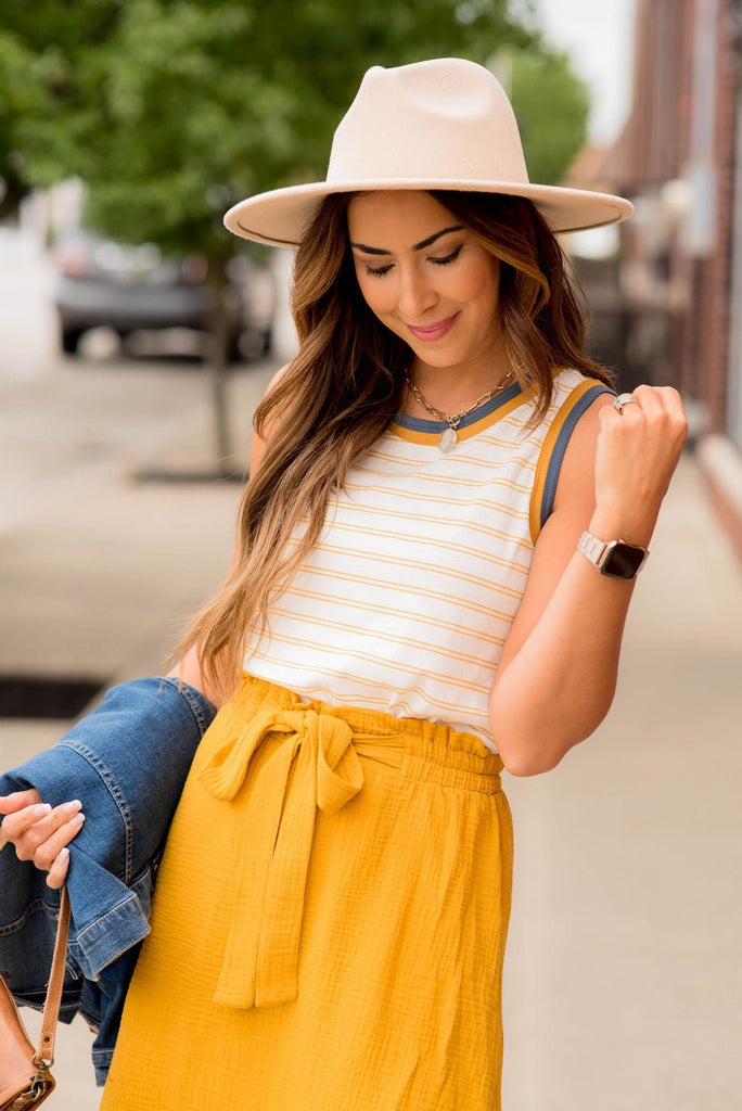 Double Trimmed Striped Tank - Betsey's Boutique Shop