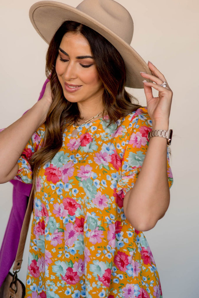 Bold Floral Peplum Blouse - Betsey's Boutique Shop -