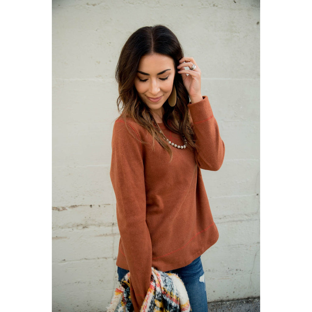 Raw Stitched Sweatshirt - Betsey's Boutique Shop