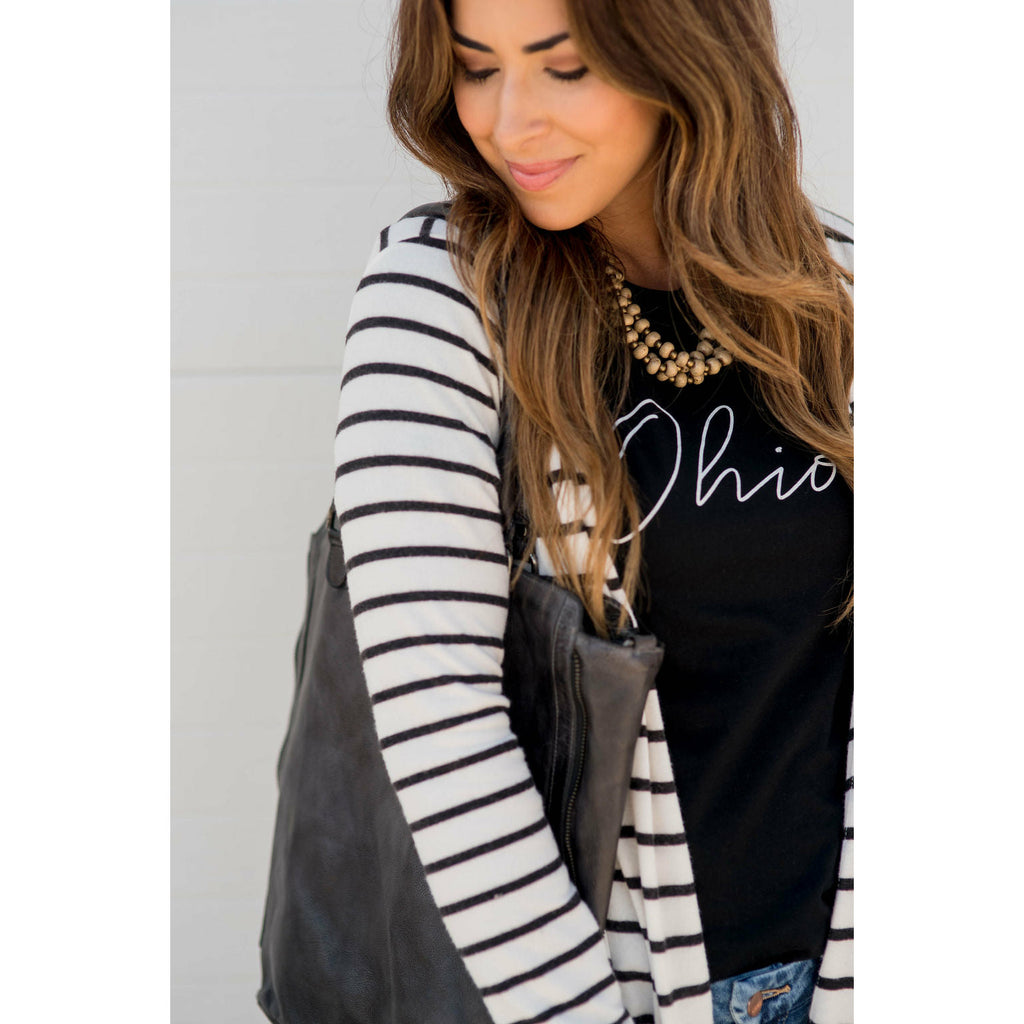 Thin Striped Tunic Cardigan - Betsey's Boutique Shop