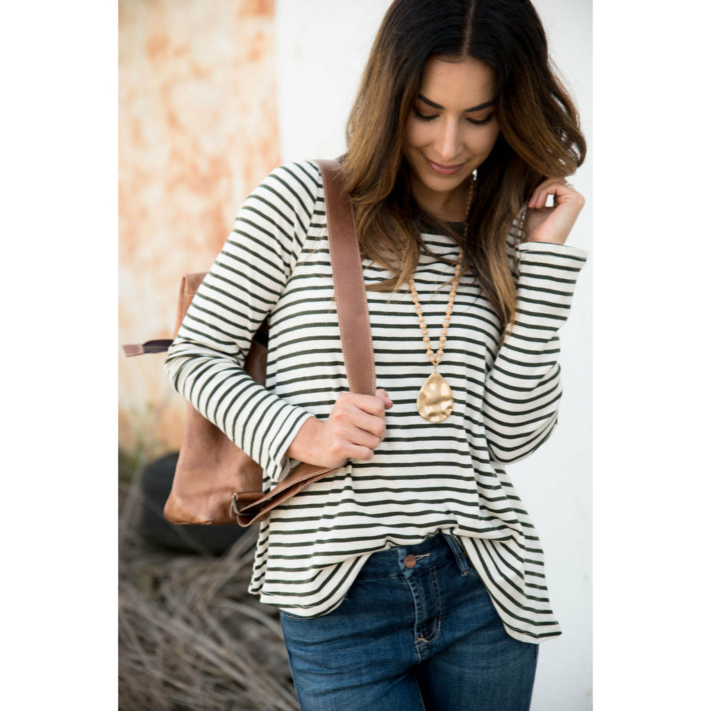 Striped Cotton Slub Tee - Betsey's Boutique Shop