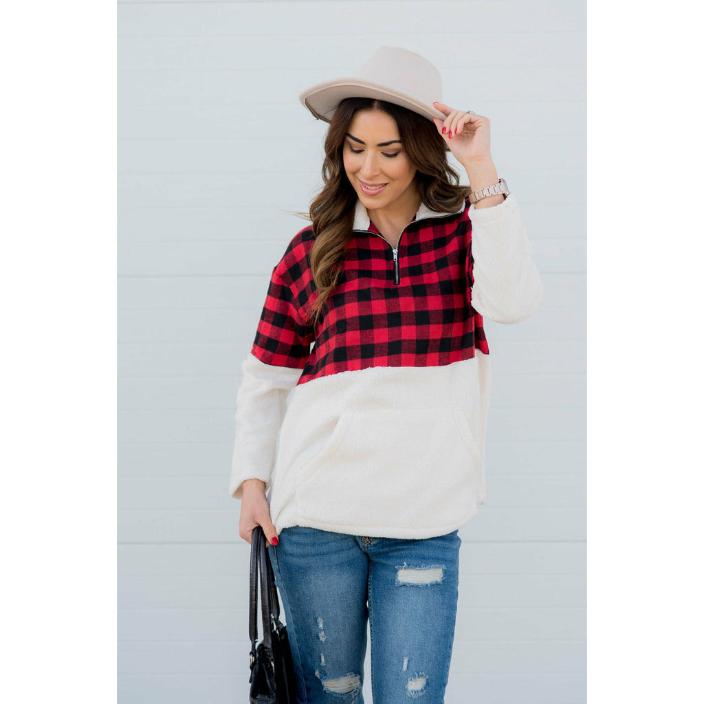 Buffalo Plaid Pullover - Betsey's Boutique Shop