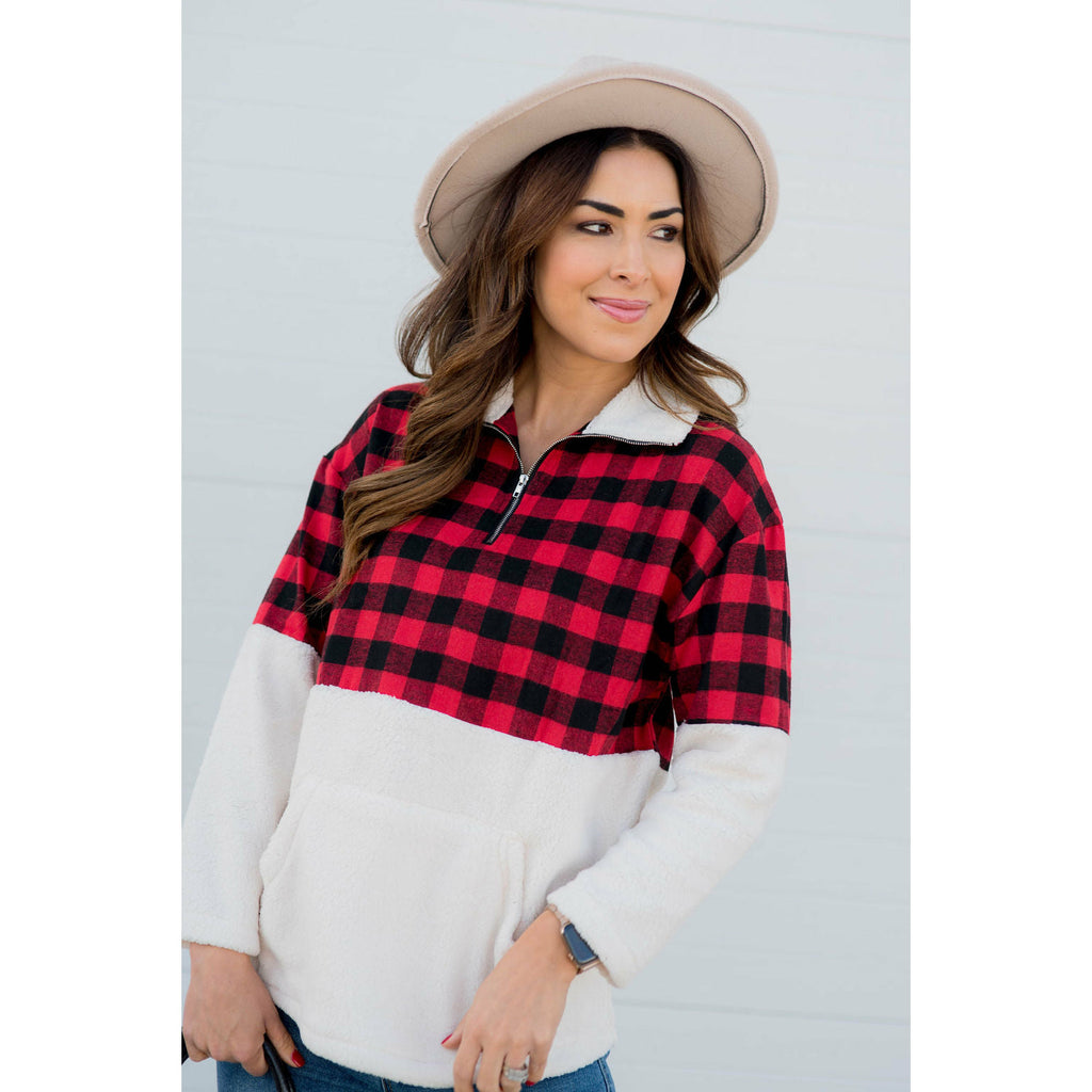 Buffalo Plaid Pullover - Betsey's Boutique Shop