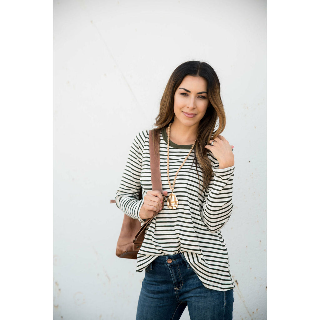 Striped Cotton Slub Tee - Betsey's Boutique Shop