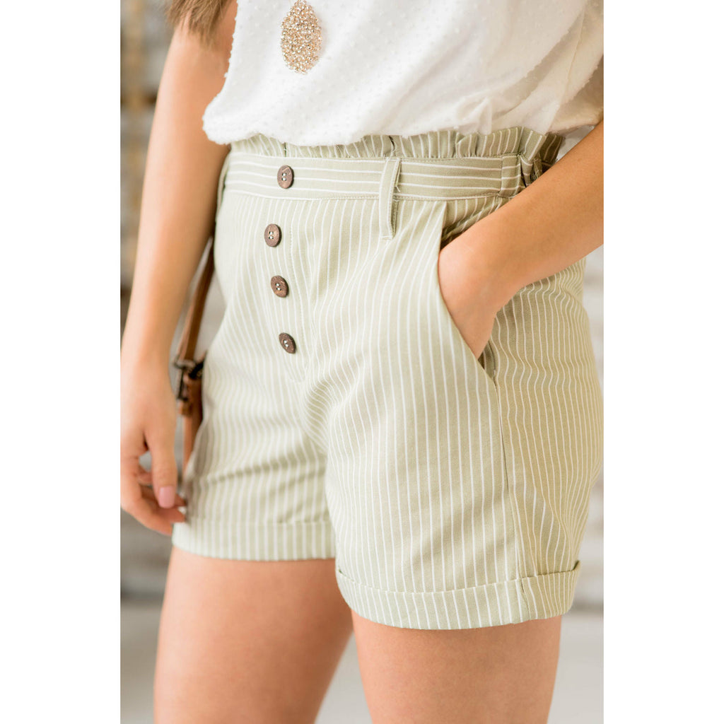 Stripe Button Shorts - Betsey's Boutique Shop