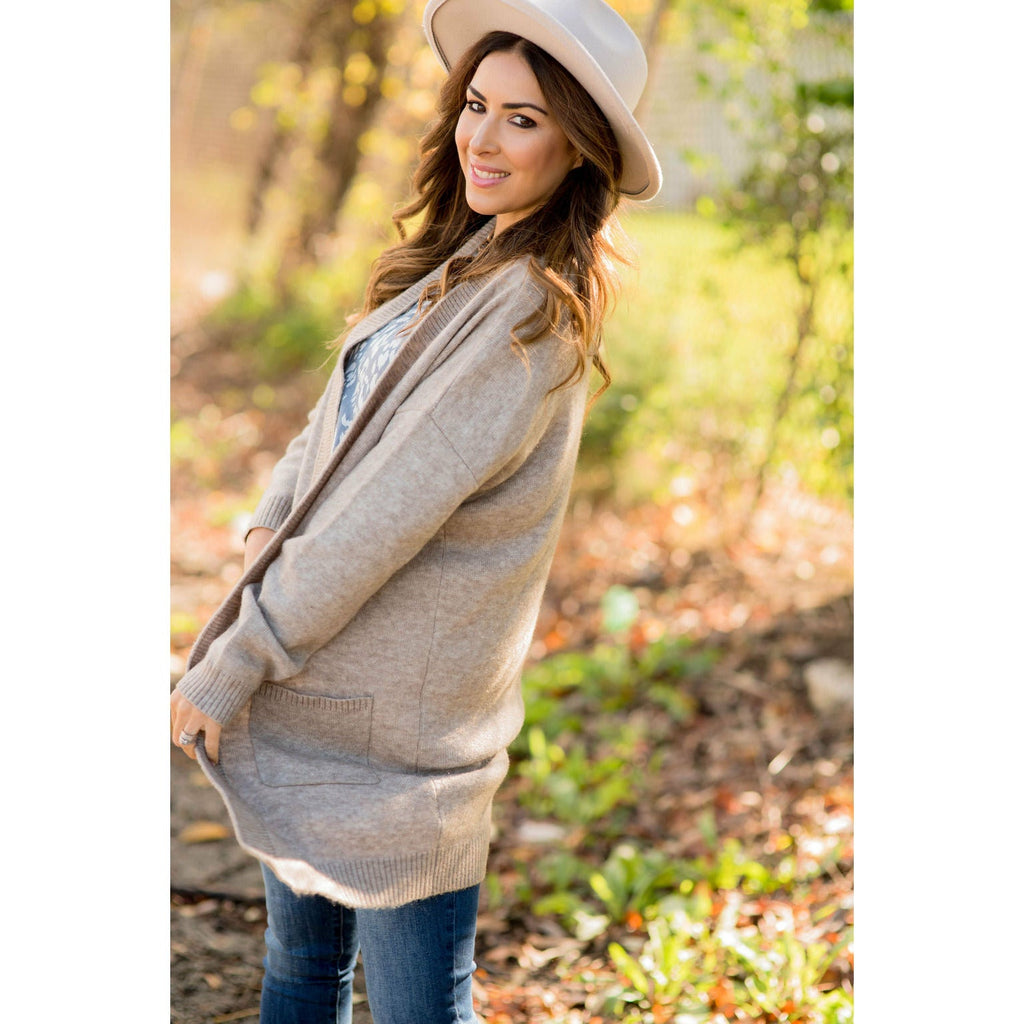 Ribbed Trimmed Tunic Cardigan - Betsey's Boutique Shop - Coats & Jackets