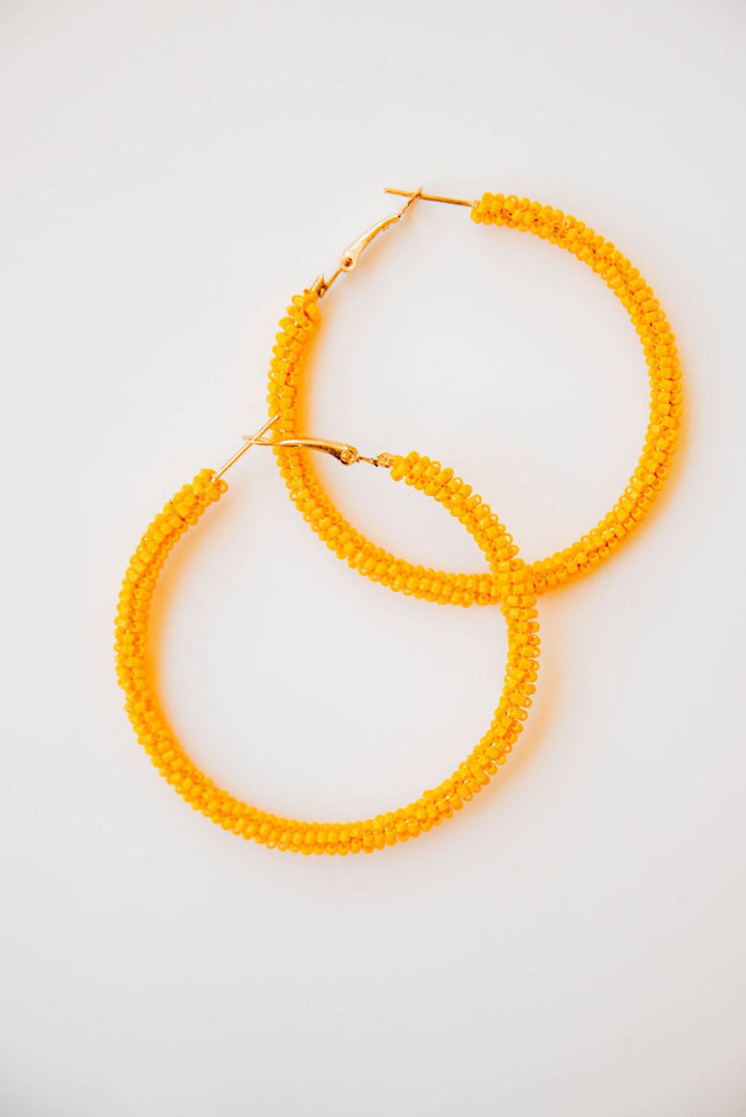 Bold Vibes Beaded Hoop Earrings - Betsey's Boutique Shop