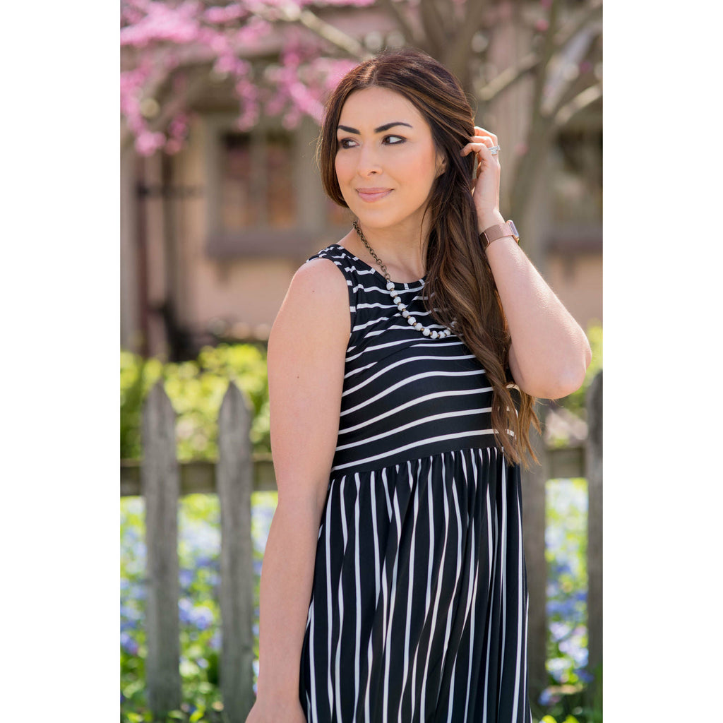 Striped Sleeveless Tank Dress - Betsey's Boutique Shop