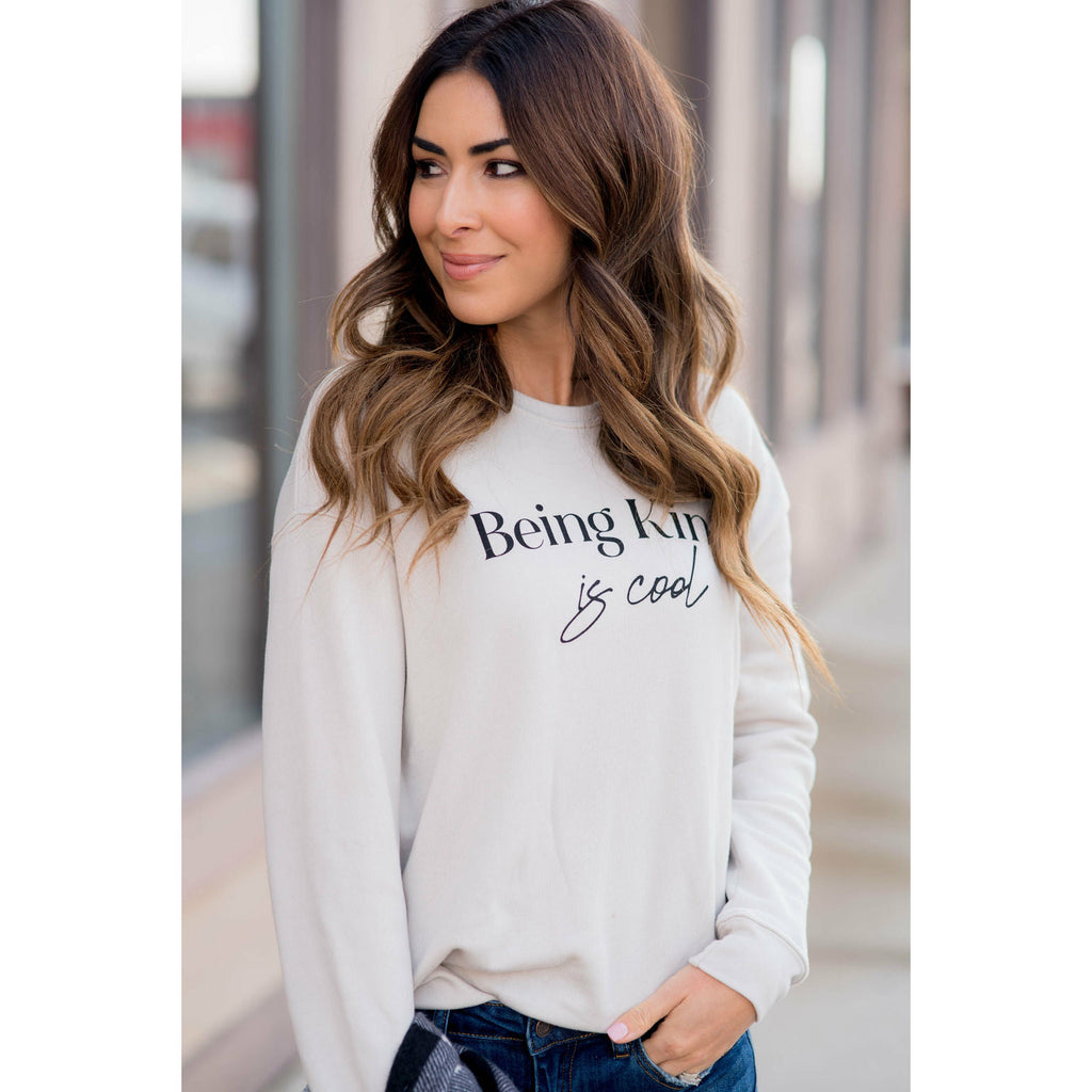 Being Kind Is Cool Graphic Sweatshirt - Betsey's Boutique Shop