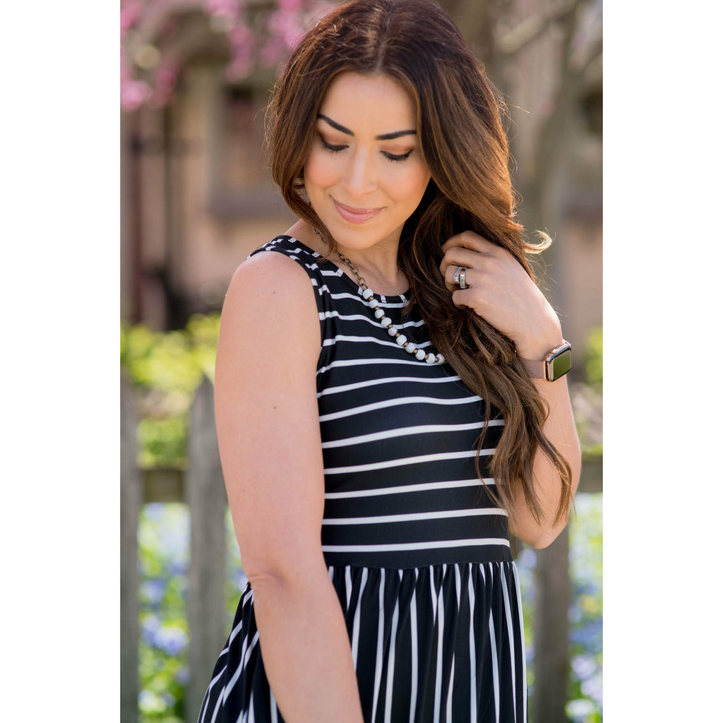 Striped Sleeveless Tank Dress - Betsey's Boutique Shop