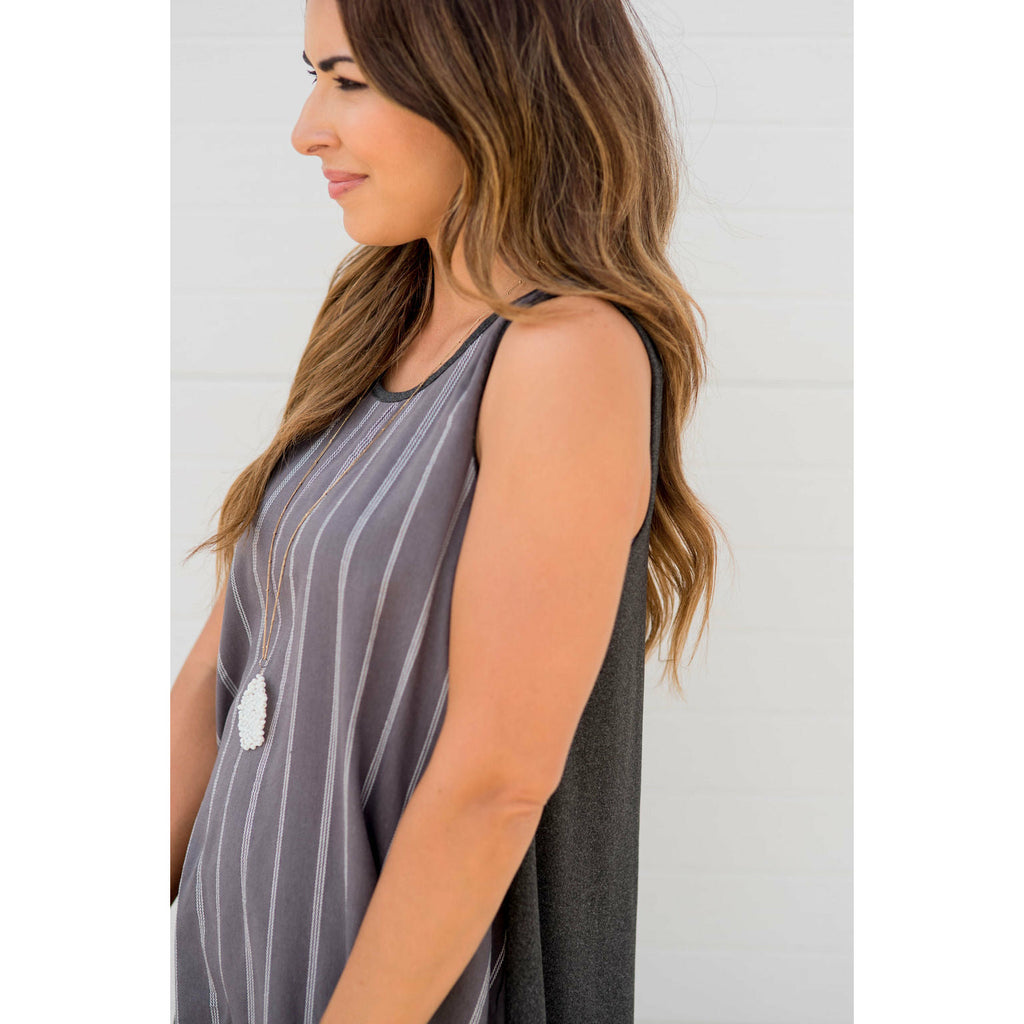 Vertical Striped Solid Back Tank - Betsey's Boutique Shop