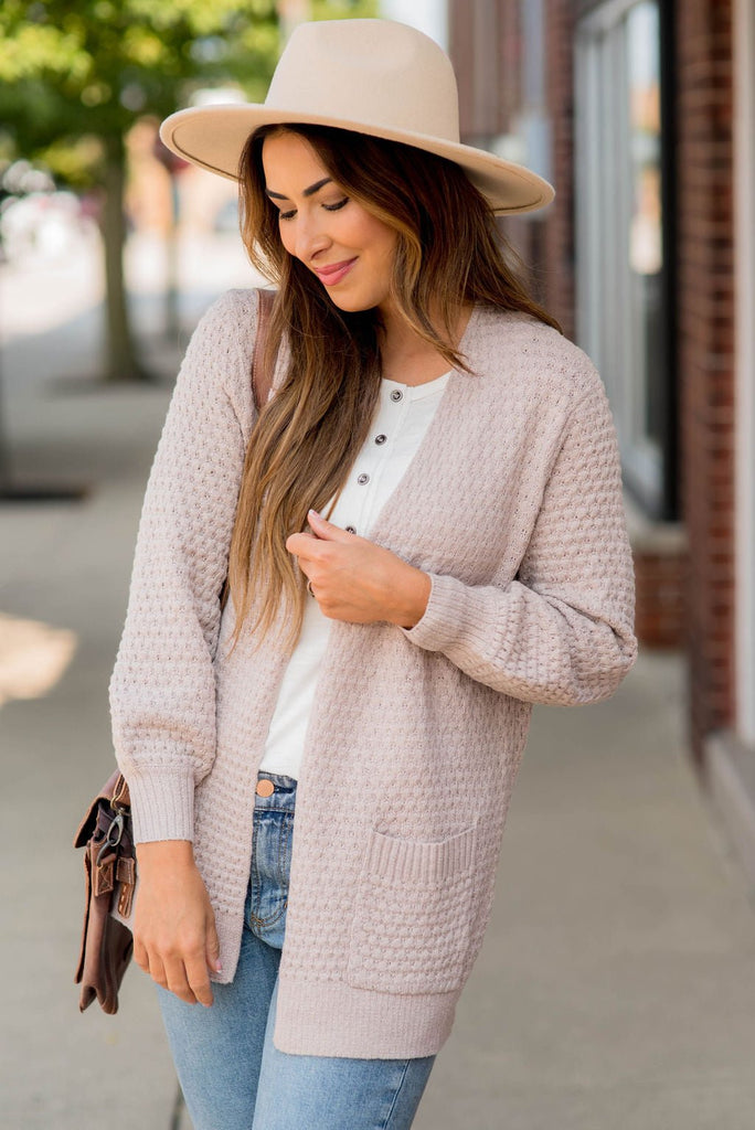 Ribbed Trim Knit Cardigan - Betsey's Boutique Shop