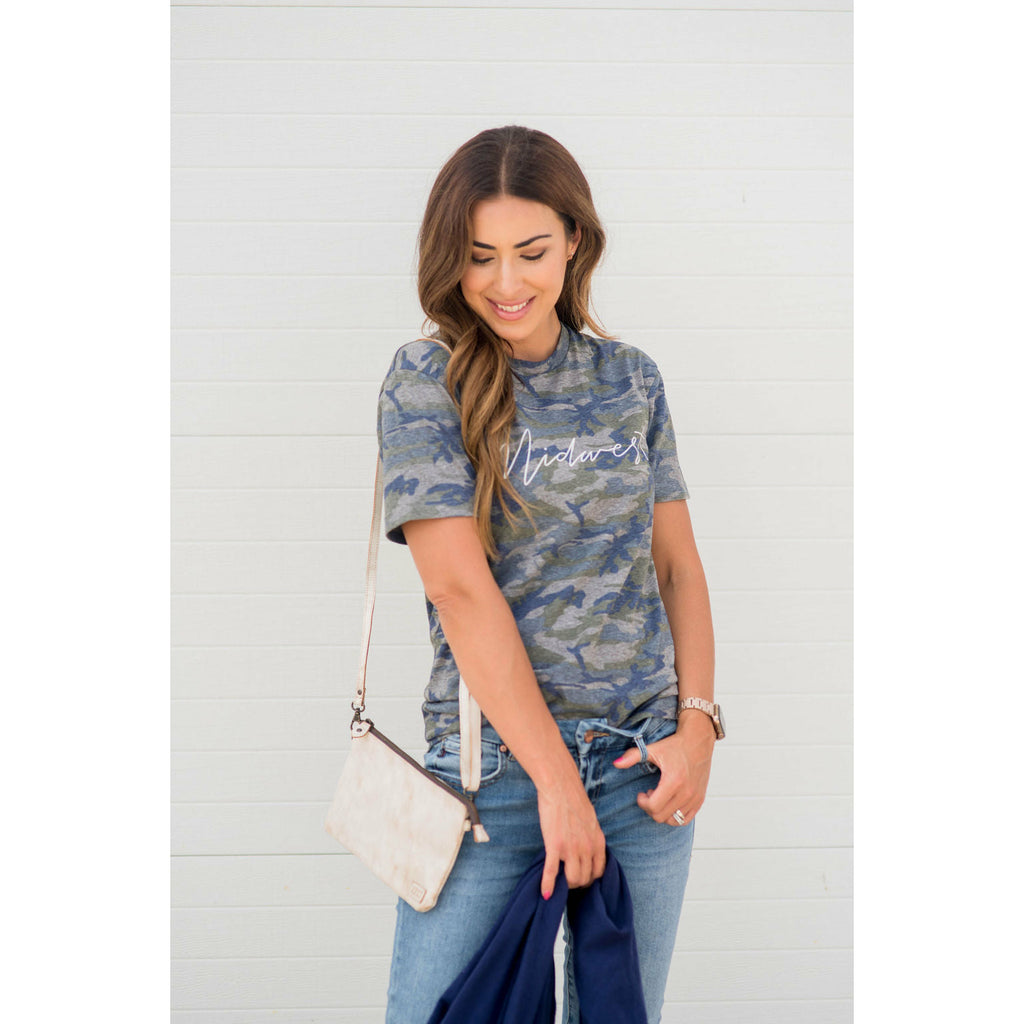 Cursive Midwest Camo Graphic Tee - Betsey's Boutique Shop
