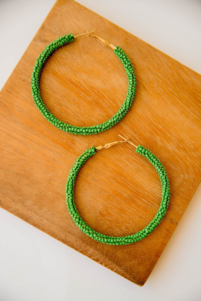 Bold Vibes Beaded Hoop Earrings - Betsey's Boutique Shop