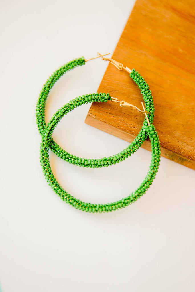 Bold Vibes Beaded Hoop Earrings - Betsey's Boutique Shop