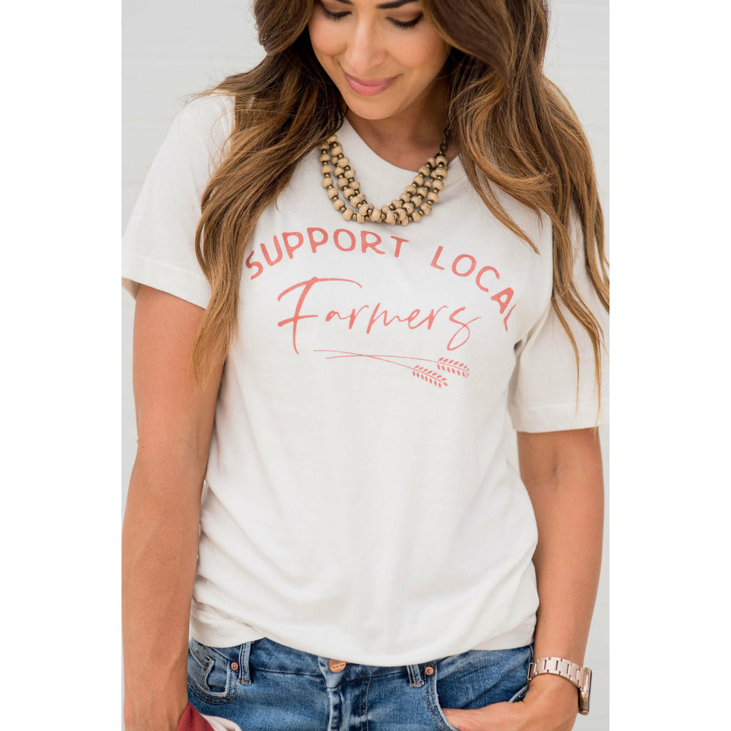 Support Local Farmers Wheat Graphic Tee - Betsey's Boutique Shop