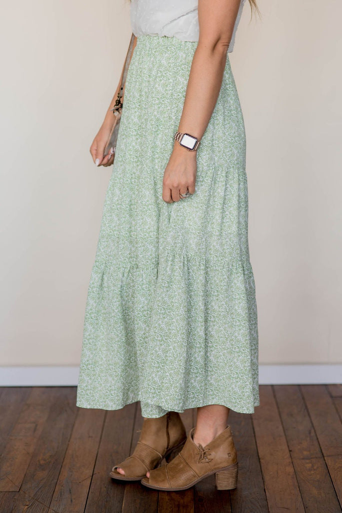 Antique Blooms Tiered Maxi Skirt - Betsey's Boutique Shop -