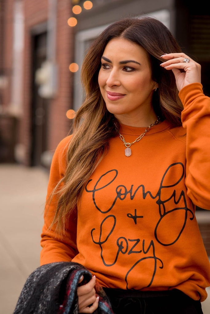 Comfy & Cozy Graphic Crewneck - Betsey's Boutique Shop -