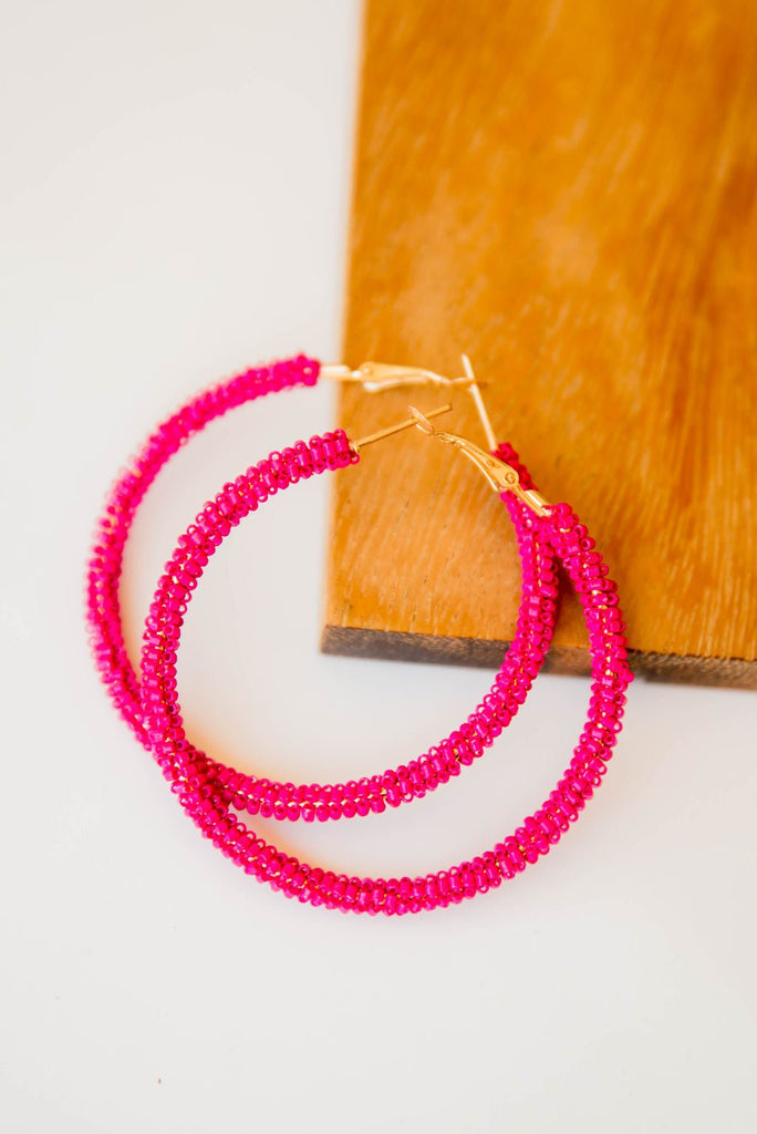 Bold Vibes Beaded Hoop Earrings - Betsey's Boutique Shop