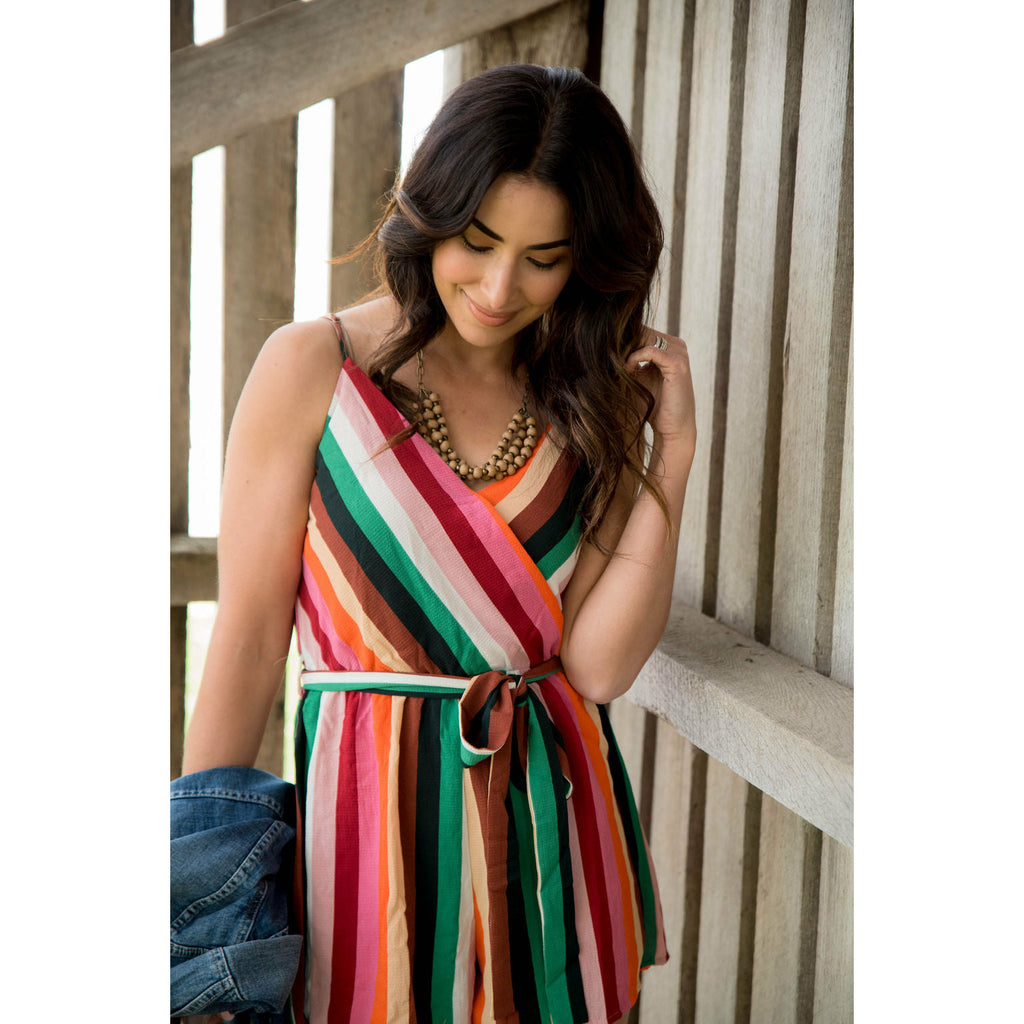 Multi Striped Tank Romper - Betsey's Boutique Shop