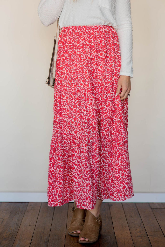 Antique Blooms Tiered Maxi Skirt - Betsey's Boutique Shop -