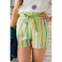 Color Stripe Paper Bag Waist Shorts