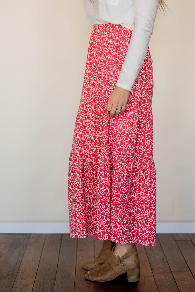 Antique Blooms Tiered Maxi Skirt - Betsey's Boutique Shop -