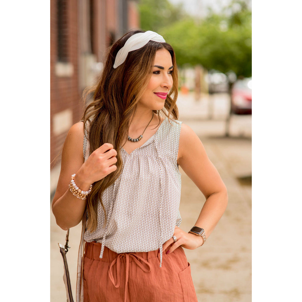 Chevron Striped Tie Tank - Betsey's Boutique Shop