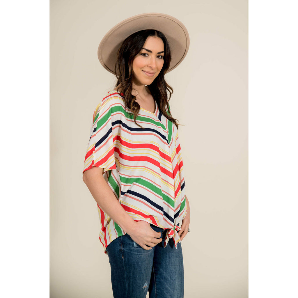 Tomato Tie Front Blouse - Betsey's Boutique Shop