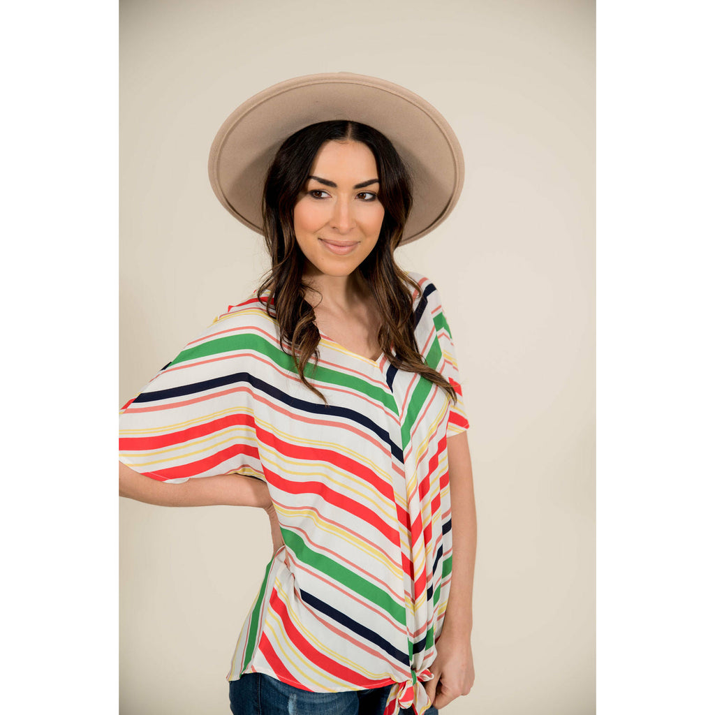 Tomato Tie Front Blouse - Betsey's Boutique Shop